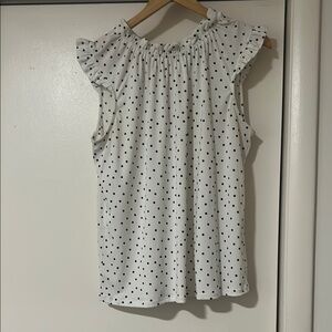 Polka Dot Sleeveless Top - White and Black